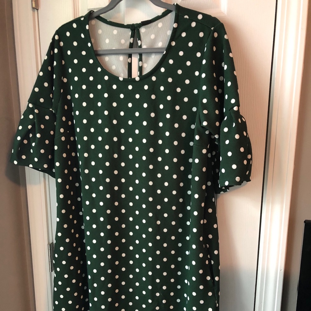 Agnes & Dora Adams Hunter Green & White Dot Dress